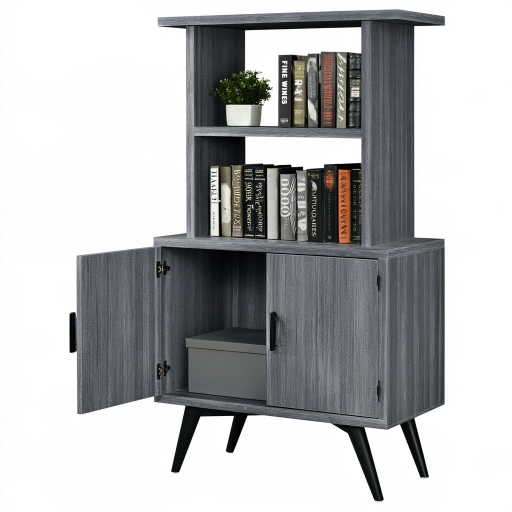Boekenkast van hout, kleur grijs