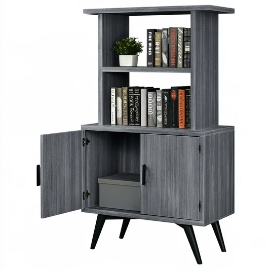 Boekenkast van hout, kleur grijs
