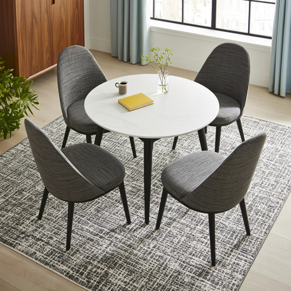 Eetkamerset met tafel en stoelen, kleur grijs