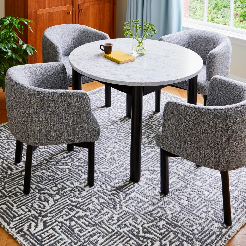 Eetkamerset met tafel en stoelen, kleur grijs